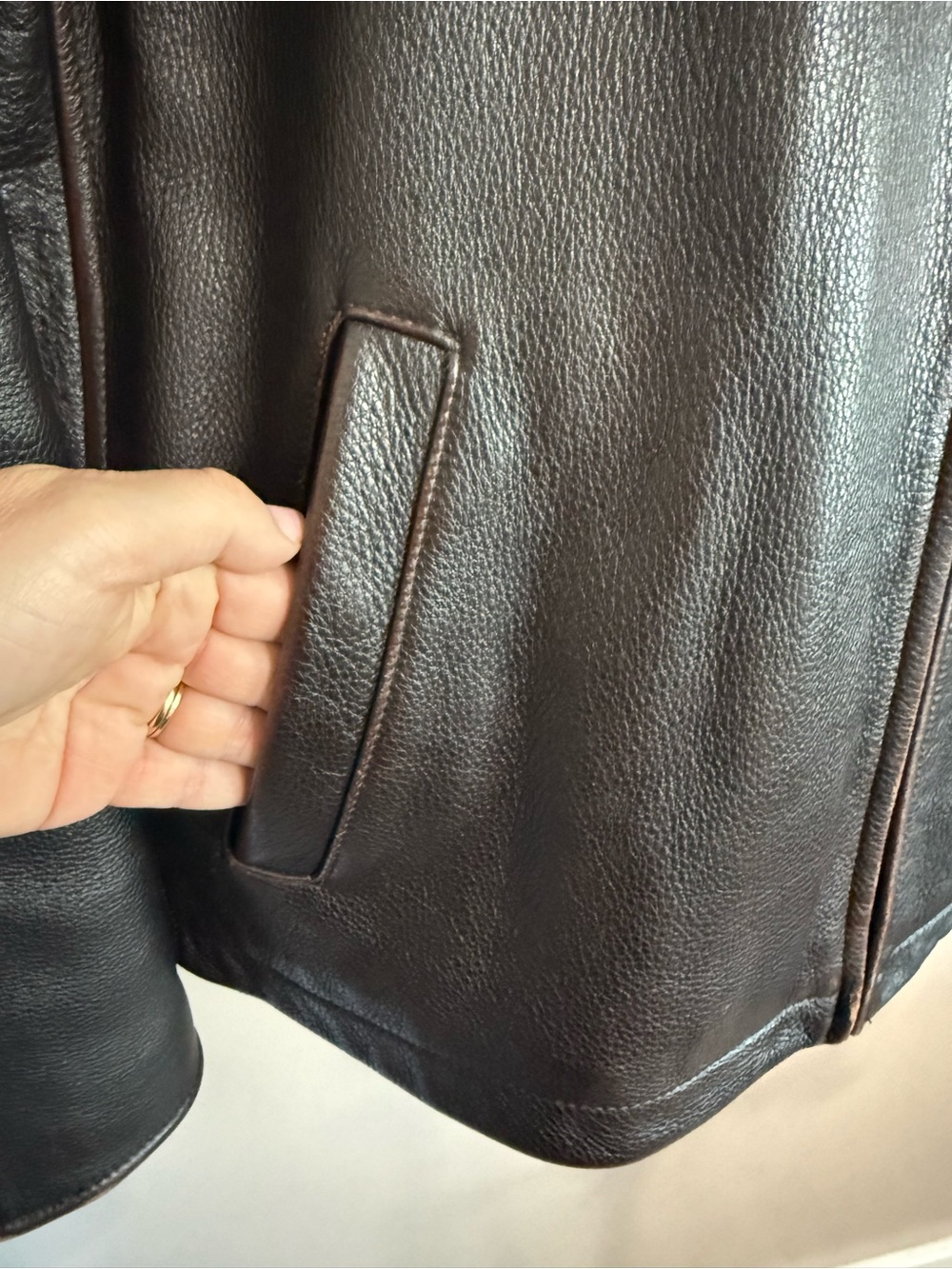 Member’s Mark Men's Brown Leather‎ Bomber Moto Full Zip Jacket Size L - Picture 4 of 14